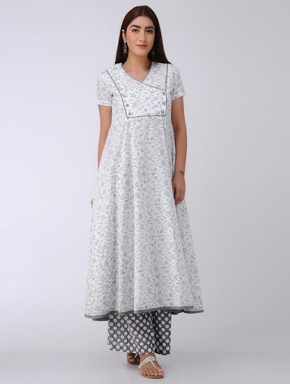 Yoke dress-Grey Dress The Neem Tree Sonal Kabra Buy Shop online premium luxury fashion clothing natural fabrics sustainable organic hand made handcrafted artisans craftsmen