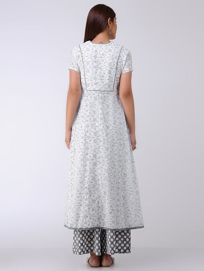 Yoke dress-Grey Dress The Neem Tree Sonal Kabra Buy Shop online premium luxury fashion clothing natural fabrics sustainable organic hand made handcrafted artisans craftsmen