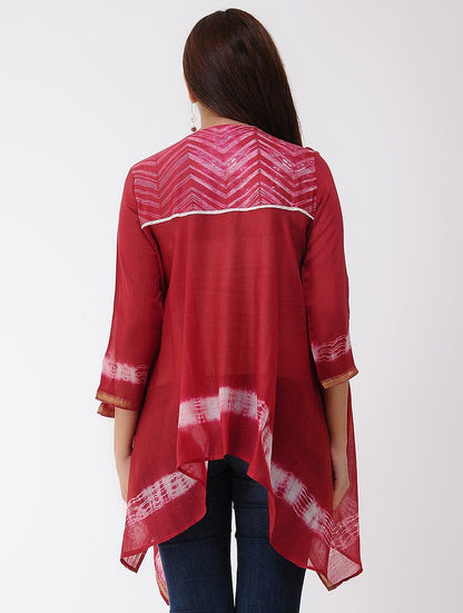 Zigzag drape top - Red Top Sonal Kabra Sonal Kabra Buy Shop online premium luxury fashion clothing natural fabrics sustainable organic hand made handcrafted artisans craftsmen